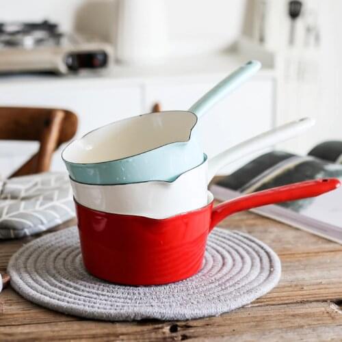 Candy-colored Japanese-style Enamel Milk Pot Home Kitchen Tableware Single Handle Pot Soup Pot Induction Cooker Universal