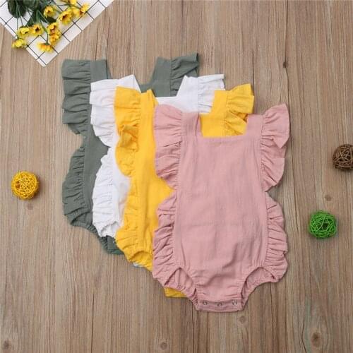 Summer Baby Girls Rompers Ruffles Princess Baby Clothing Newborn Baby Clothes Candy Color Sunsuit Infant Clothing Baby Outfit