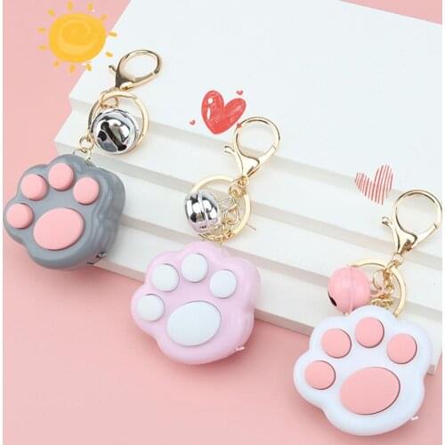 Mini Fidget Toy Lovely Portable Funny Cat Paw Push Fidget Game Keychain New Creative Ring Pendant Grey/white/pink