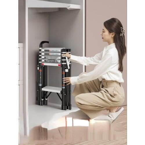 MultiFunctional Telescopic Ladder Household Folding Interior Trestle Ladder Aluminum Alloy Thickened Lifting Safety Small Ladder