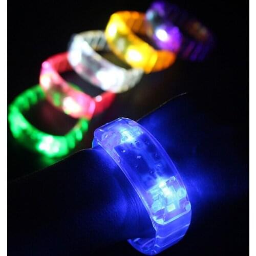 Fashion LED Luminous Lights Plastic Soft Rubber Bracelets Wristbands Night Club KTV Disco Bar Cheering Toys Gifts