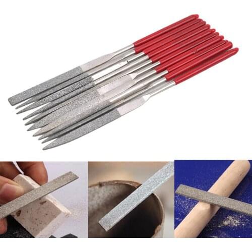 10Pcs Diamond Needle File Set Flat Triangle Round Engraving File Glass Mini Diamond Files For Metal Ceramic Craft Tool