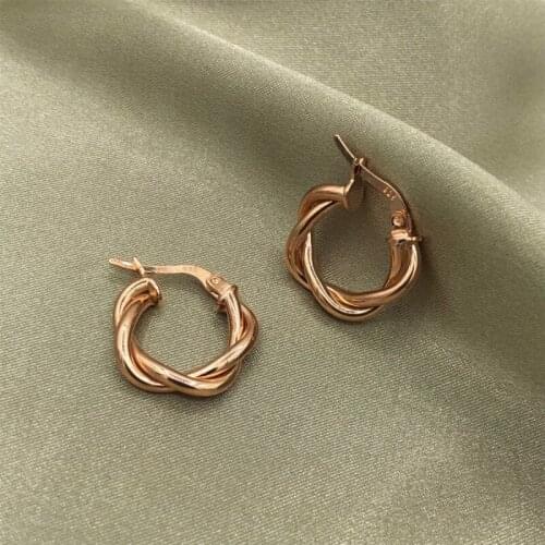 Rose Plated Small Size Auger Ring Earrings