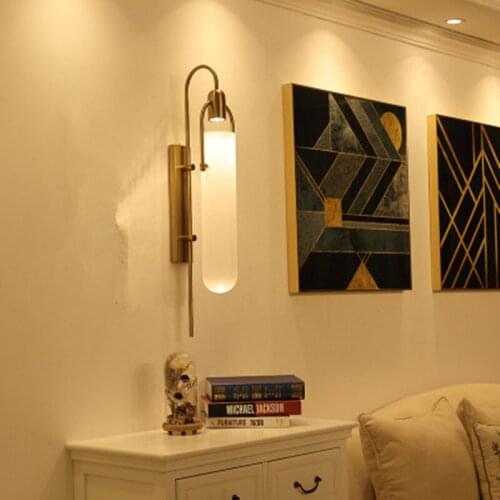 Nordic loft glass led wall lamp Post-modern living room light luxury model room bedroom bedside wall sconce lighting