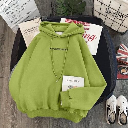 Autumn Winter Plus Velvet Padded Sweatshirt Female Students Loose Large Size Wild Korean Long-sleeved Casual Hooded