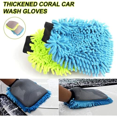 Chenille Mitt for Car Super Wash Absorbent Microfiber Car Wash Gloves Non-Scratch Double-Sided Wet and Dry Dual Use Cleaning