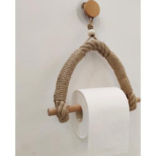 Wooden Vintage Towel Hanging Toilet Paper Roll Holder Rope Holder Home Hotel Bathroom Kitchen Decoration Supplies Wc Rolhouder