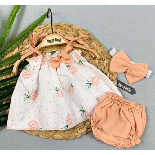 Baby girl White Pineapple Printed Hanging Suit