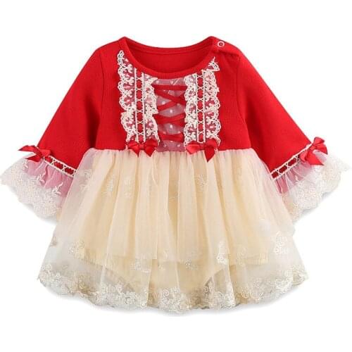 Little Girls Long Sleeve O-neck Casual Fashion Layered Lace Princess Dresses Baby Girls Fashion Triangle Romper Dresses