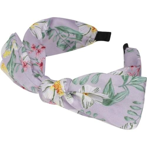 Big Bow Floral Printing Sweet Hairband for Women Girls Simple Hair Band Hoops Wide-edged Headband Fashion Hair Accessories