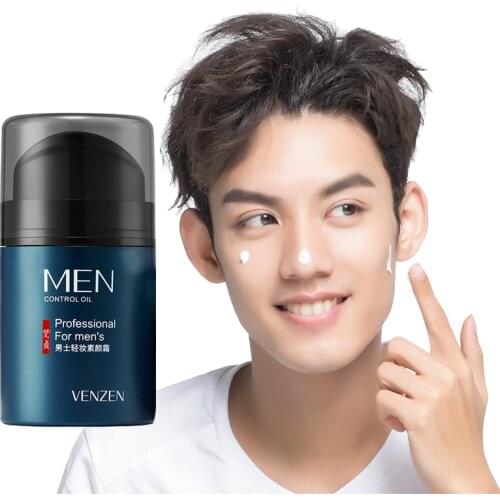 Professional Mens Face Cream Hide Pores Moisturizing Whitening Skin Facial Primer Refreshing Natural Base Makeup Cream 50g