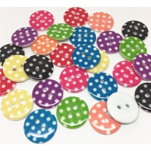 50pcs 18mm Spotted Dots Resin Buttons Round 2 Holes Sewing For Garment Accessories Mixed Colors