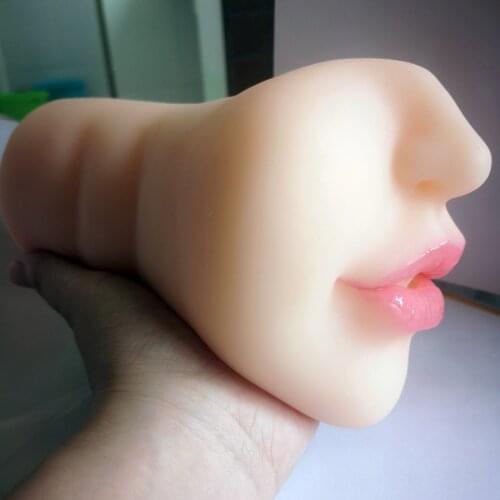 Real Feeling 3D Deep Throat Mouth Oral Male Masturbator Pocket Tongue Blowjob Sucking Cup Adult Sex Toys For Man Erotic