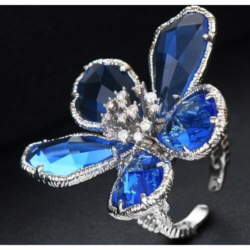 GODKI Jimbora Luxury Fine Flower Rings Shiny Clear Crystal CZ Party Finger Big Rings For Women Wedding DUBAI Bridal Ring