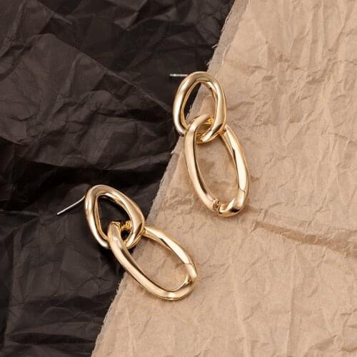 New Vintage Link Chain Dangle Earrings For Women Boho Geometric Simple Gold Color Long Tassel Drop Earring 2020 Brincos Jewelry