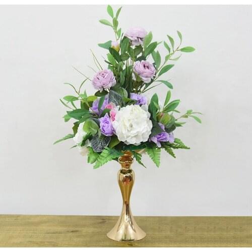 Modern Silumation Silk Flower Metal Flowerware Hotel Furnishing Crafts Wedding Decoration Road Lead T Station Figurines Ornament