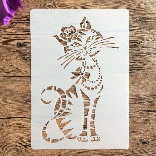 A4 29 * 21cm Animal cat Mandala DIY Stencils Wall Painting Scrapbook Coloring Embossing Album Decorative Paper Card Template