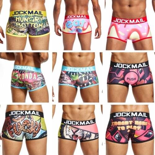 JOCKMAIL Hot Colorful Underpants Breathable Male Short Pants Calzoncillos Hombre Spandex Animal Cartoon Boxers Mens Underwear