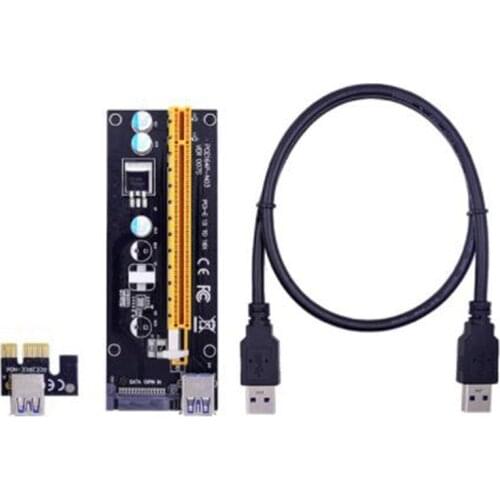 VER006 PCI-E Riser Card 006 PCIE 1X to 16X Extender 15Pin SATA Power 100CM 60CM USB 3.0 Cable for LTC ETH Mining Miner