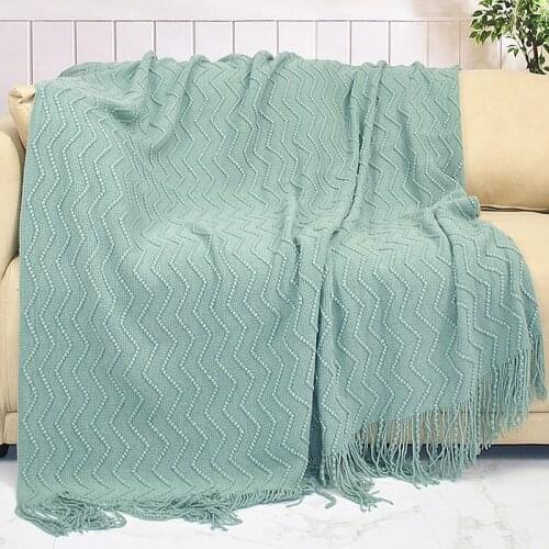 Wave Soft Winter Sofa Cover Bedspread Home Decor Knitted Throw Blankets For Beds with Tassel Throws