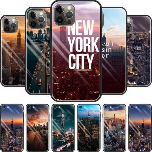 Nyc New York City Tempered Glass Case for Apple iPhone 11 Pro 12 Mini 7 8 Plus 6 6S+ X XS Max XR SE 2020 Back Cover Coque Shell