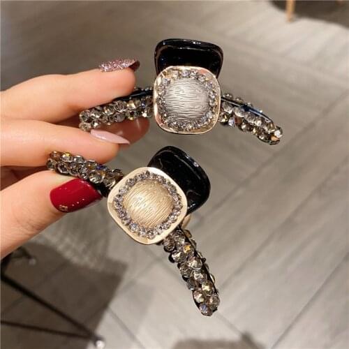 New Geometric Hair Claw Clamps Women Crystal Rhinestone Hairpins Bezel Female Crab Hair Clips for Hair Accessories for Girls