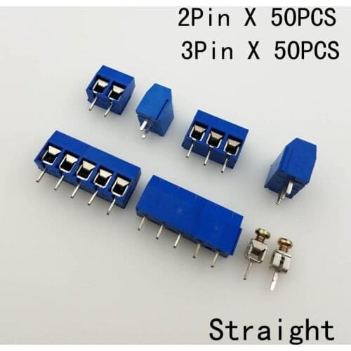 China factory sell 50pcs 2pin + 50pcs 3pin PCB Screw Teminal Block 5.0mm pitch terminal block