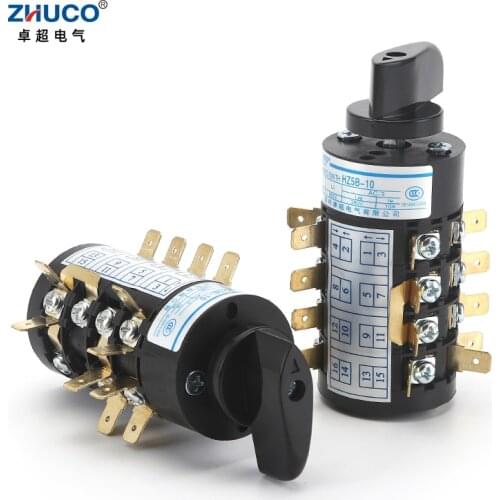ZHUCO HZ5B-20/4.CCC 4.BBB 20A 660V 4 Phase Sliver Contact Rotary Cam Transfer Combination Switch For Electric Welding Machine