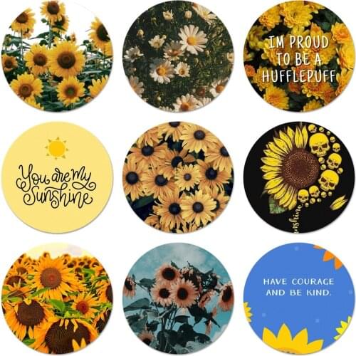 You Are My Sunshine Sunflower Icons Pins Badge Decoration Brooches Metal Badges For Clothes Backpack Decoration 58mm
