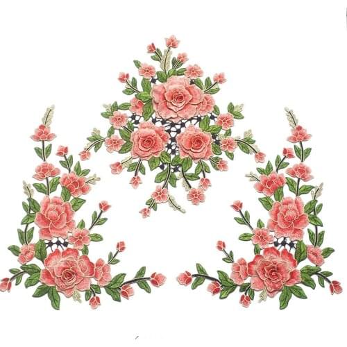 1set/3pieces 3D Patches Flowers Embroidery Applique Patches Sew on Pacthes Lace Fabric Motif Clothes Decorated