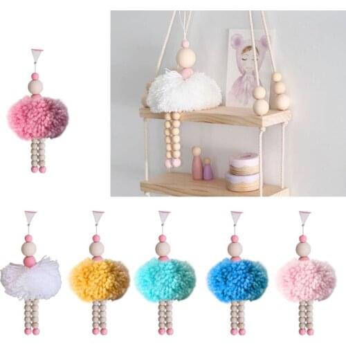 1 Pc Ballet Dancer Wall Hanging Sitting Cute Nordic Style Wooden Beads Ornament Kids Room Decoration Photography Props 6 Colors