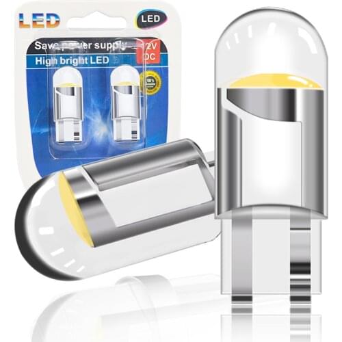 10PCS W5W LED T10 LED CANBUS 194 168 Glass shell high bright COB License Plate Lamp 12V Dome Light W5w led bulbs bulbs in dashbo