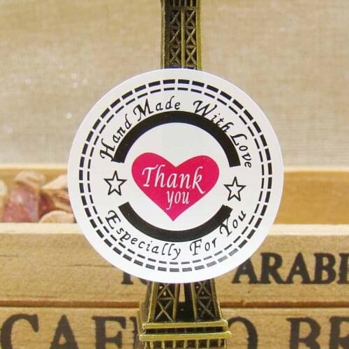 100pcs white paper "Thank You" Craft Packaging Seals Sticker Labels Wedding handmade with love gift labels custom cost extra