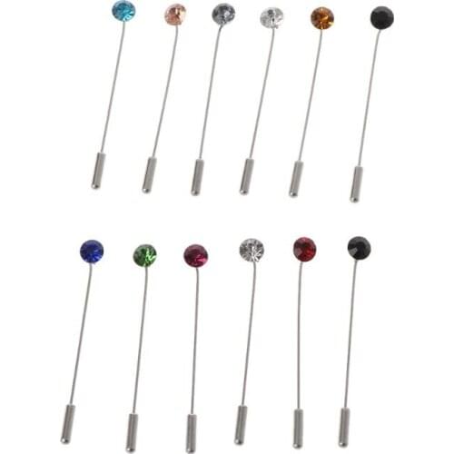 12Pcs Women Brooch Pins Crystal Hijab Scarf Pearl Safety Pin Sweater Shawl Clips