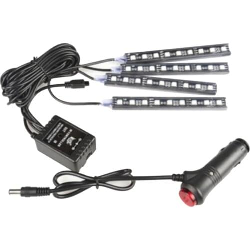 4 in 1 set Blue Red Pink Adhesive Tap Auto Decoration Dash Foot Socket 36LED Strip Lamp Car Cigarette Lighter Atmosphere Lights