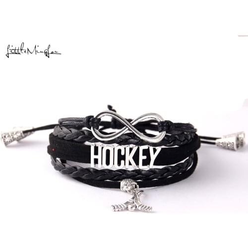 Little MingLou 5 colors Infinity Hockey bracelet hockey charm adjustable Strap tassel men bracelets & bangles for women jewelry