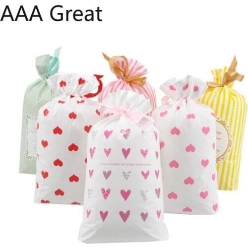 50Pcs/Lot Ribbon Drawstring Bag Christmas New Year Packaging Gift Bags Candy Bag Cookie Drawstring Pocket Gift Packaging Pouches
