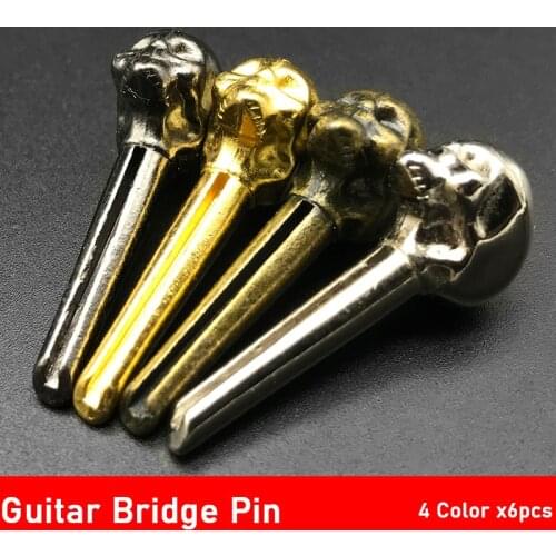 6pcs Brass Tailpiece Endpin Guitar Bridge Pin Skull Head Metal Acoustic Guitar Bridge Pins End Pin