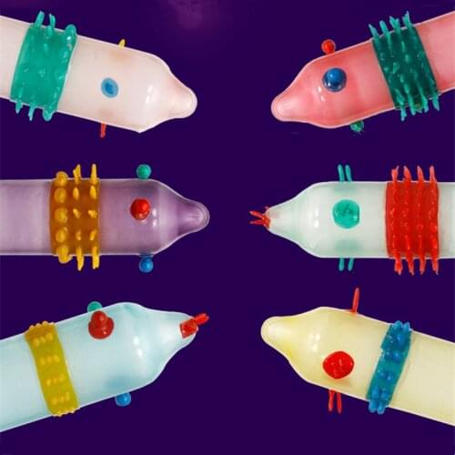 6PCS/lot G spot Vaginal Stimulation Condoms Adult Sex Products Extra Sensitive Penis Sleeve Female Ribbed Dotted Spike Condom