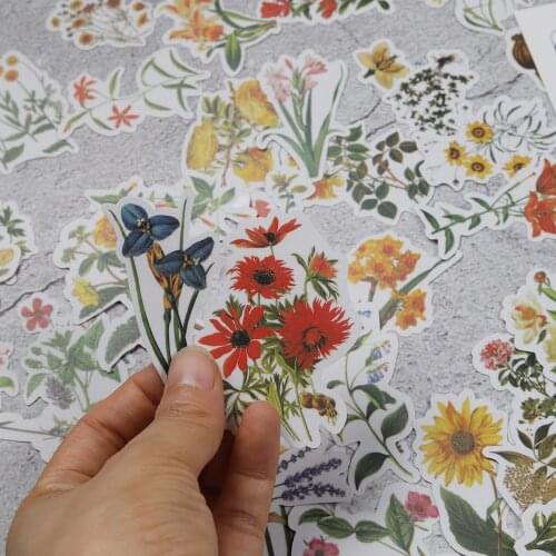 62pcs/pack Refreshing Flowers Plant Washi Stickers for Decoration Label Diary Album Planner Scrapbooking DIY Stationery Sticker
