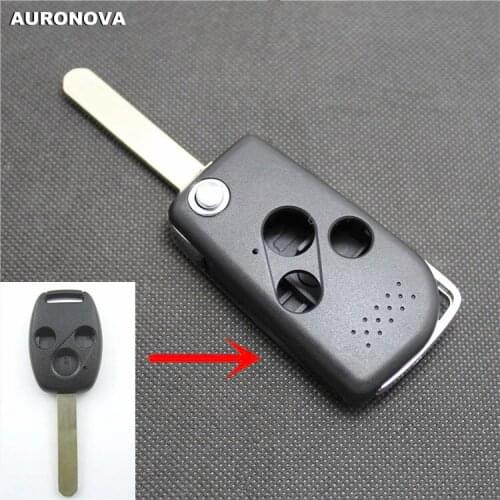 AURONOVA New Upgrade Folding Key Shell for HONDA FIT CRV ACCORD CIVIC CITY 3 Buttons Remote Car Key Case