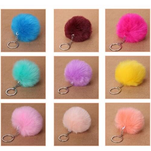 Key Chain Fur Ball Pompom Keychain Pompom Artificial Rabbit Fur Animal Keychains For Best Friend Car Bag Key Ring Kid Gifts Toy