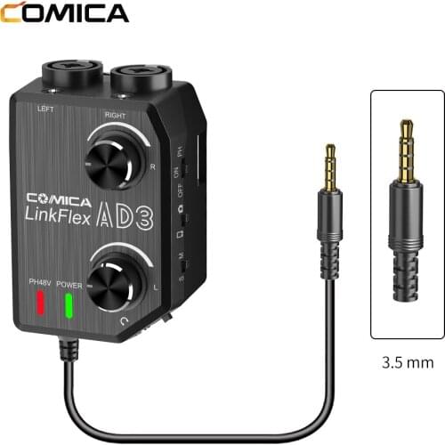 CoMica LINKFLEX AD3 Two-channels XLR/3.5mm/6.35mm-3.5mm Audio Preamp Mixer/Adapter/Interface for 3.5mm DSLR Cameras Smartphones