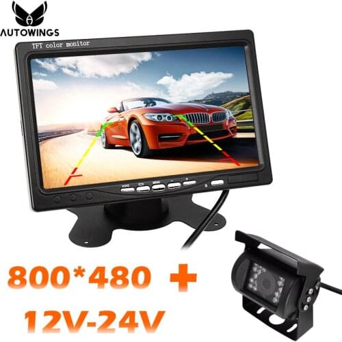 Rear View Camera with Monitor 7 inch HD 800*480 TFT Screen Parking Reverse Park Monitor Backup Camera for Car/iTrucks/Van/Bus/RV