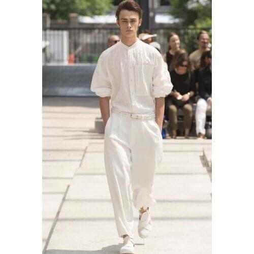 2020 spring and autumn models loose mens Harem pants jumpsuit wide leg jumpsuit hair stylist trousers jacket