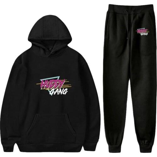 Lil Huddy Two Piece Set Women Men Long Sleeve Hoodies+Jogger Pants Fashion Hot Sale Casual Streetwear Clothes