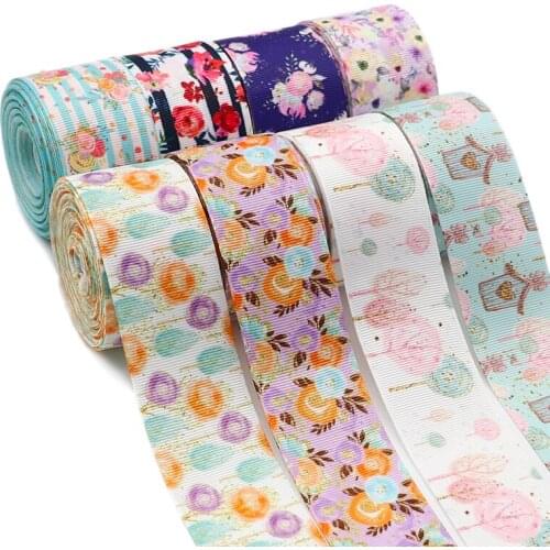 10 Yards 1.5'' 38MM Flowers Printed Grosgrain Ribbons For Hair Bows DIY Handmade Materials Y2020122302