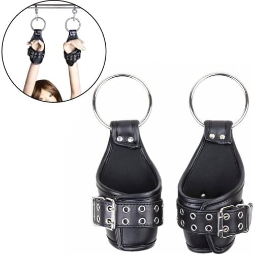 Sex Leather Ankle Wrist Suspension Cuffs Restraint BDSM Bondage Strap Keep Suspended Hanging Handcuffs For Adult Product