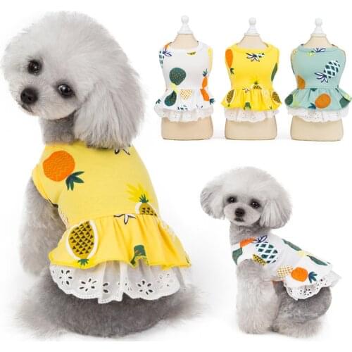 Summer Dog Printed Puppy Dog Cat Dresses Cute Sleeveless Dog Clothing Soft Cotton Pet Clothing for Dogs Cats Pets Skirt Dress