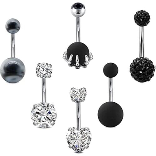 6pcs/set Fashion Crystal Belly Button Rings Sexy Piercing Navel Body Jewelry Round Body Ring Jewelry